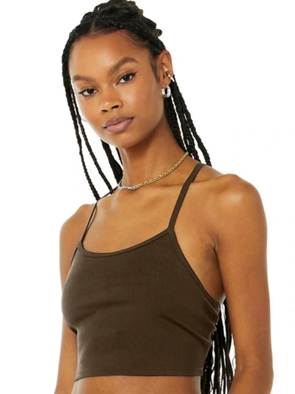 Alo Yoga Ribbed Crop Calm Tank in Espresso